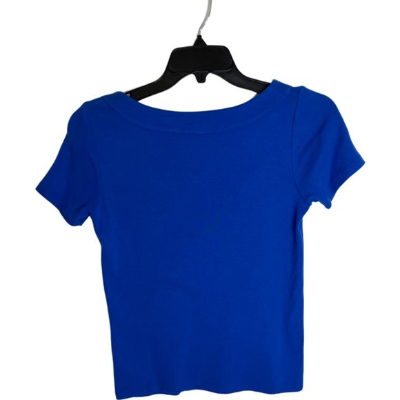 Royal Blue Classic short Sleeve Rafealla knitTop SP - Picture 2 of 5